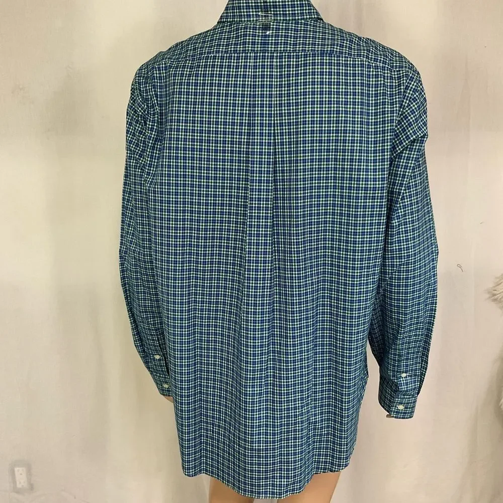 NEW Polo by Ralph Lauren Classic Fit Long Sleeve Blue Green Check Shirt XXL